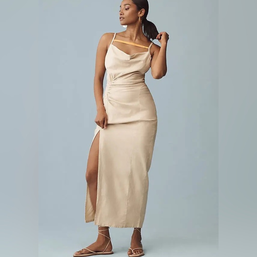 Anthropologie Ruched Slim Midi Dress